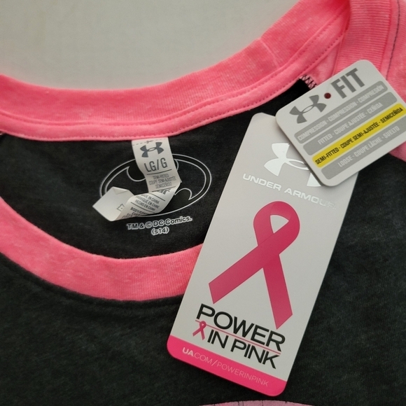 Under Armour Power In Pink Heatgear Womens Batman Tshirt Large - Picture 2 of 4